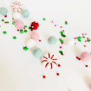 Peppermint Pink Christmas Garland Felt Ball Banner