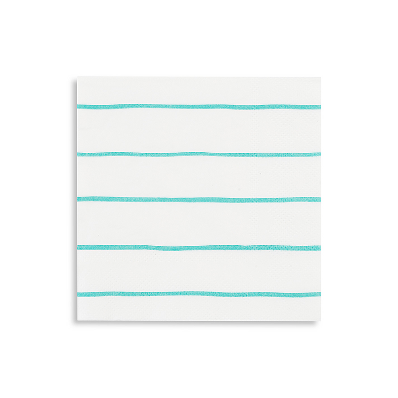 Aqua Frenchie Striped Petite Napkins from Daydream Society