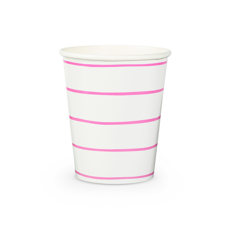 Cerise Frenchie Striped 9 oz Cups from Daydream Society