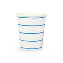 Cobalt Frenchie Striped 9 oz Cups from Daydream Society