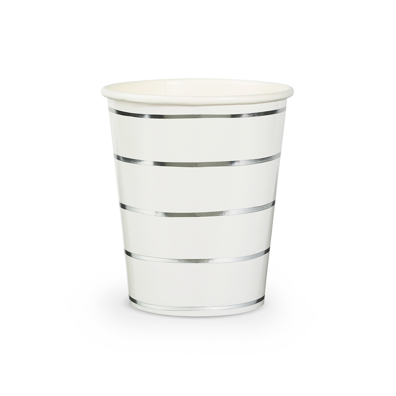 Silver Frenchie Striped 9 oz Cups from Daydream Society