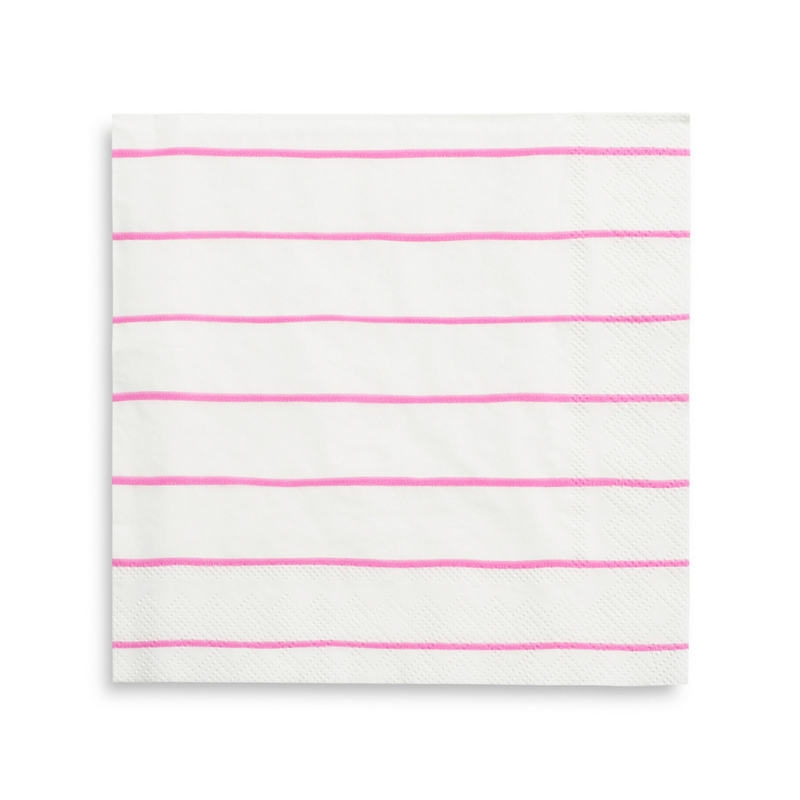 Cerise Frenchie Striped Large Napkins from Daydream Society