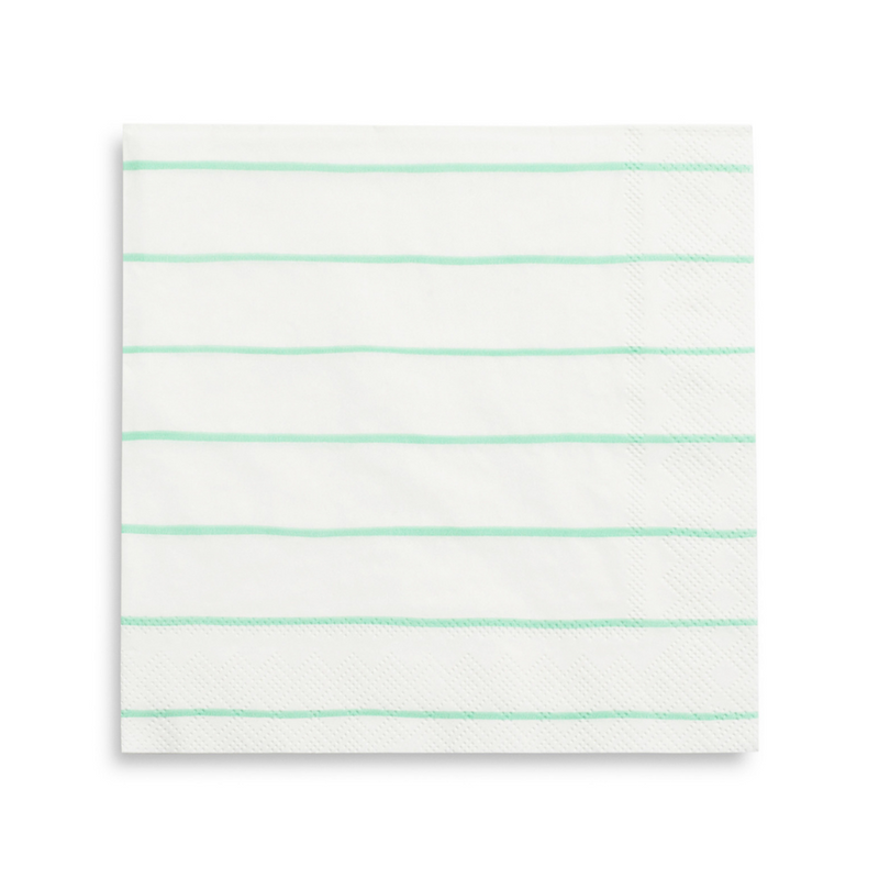 Mint Frenchie Striped Large Napkins from Daydream Society