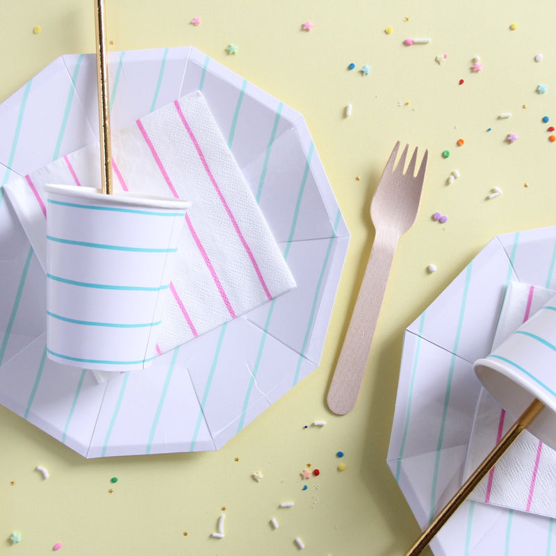 Mint Frenchie Striped Large Plates from Daydream Society