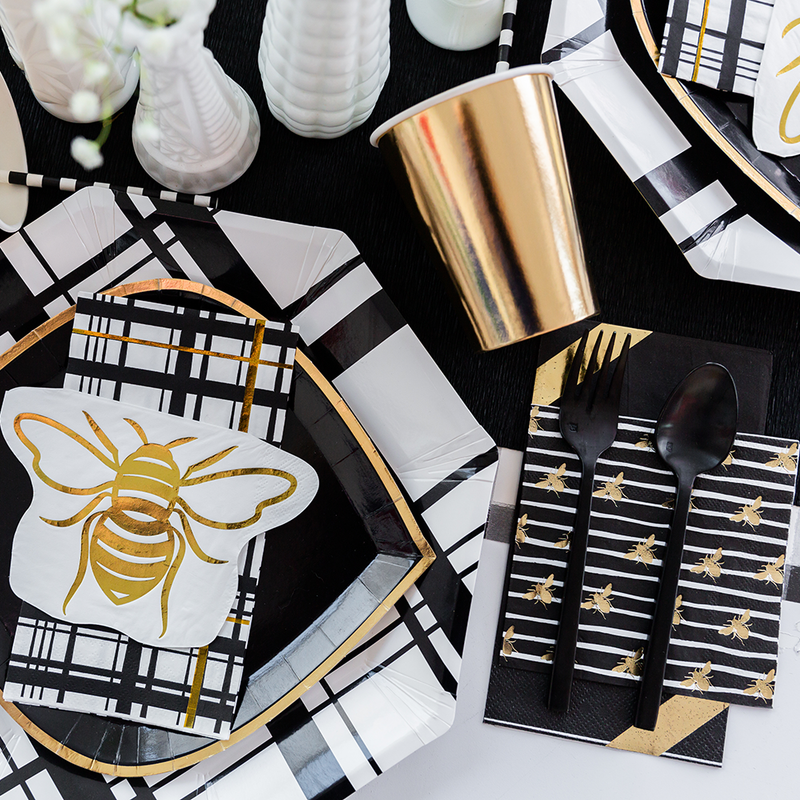 Hey, Bae-Bee Cocktail Napkins, Black and Gold from Jollity & Co