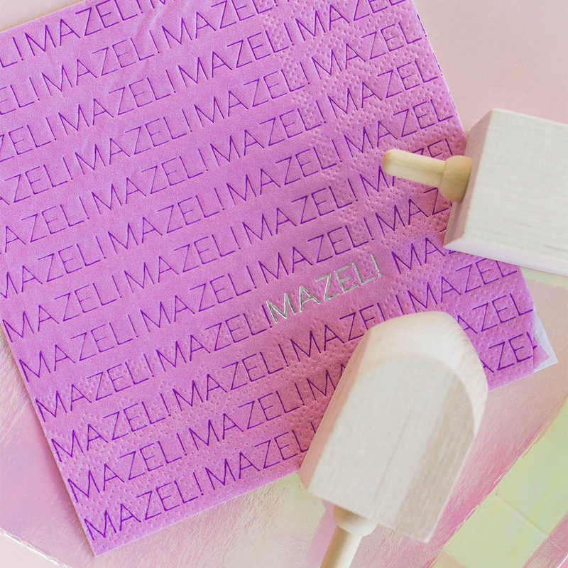 Pink "Mazel" Napkins from Jollity & Co