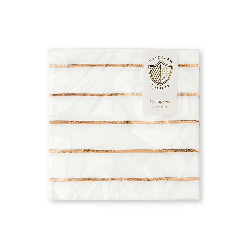 Rose Gold Frenchie Striped Petite Napkins, Daydream Society