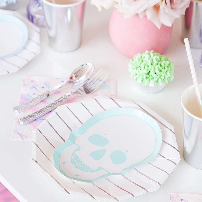 Pastel Skeleton Dessert Plates, Jollity & Co