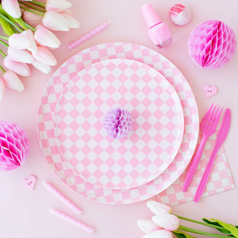 Check It! Tickle Me Pink Dinner Plates, Jollity & Co.