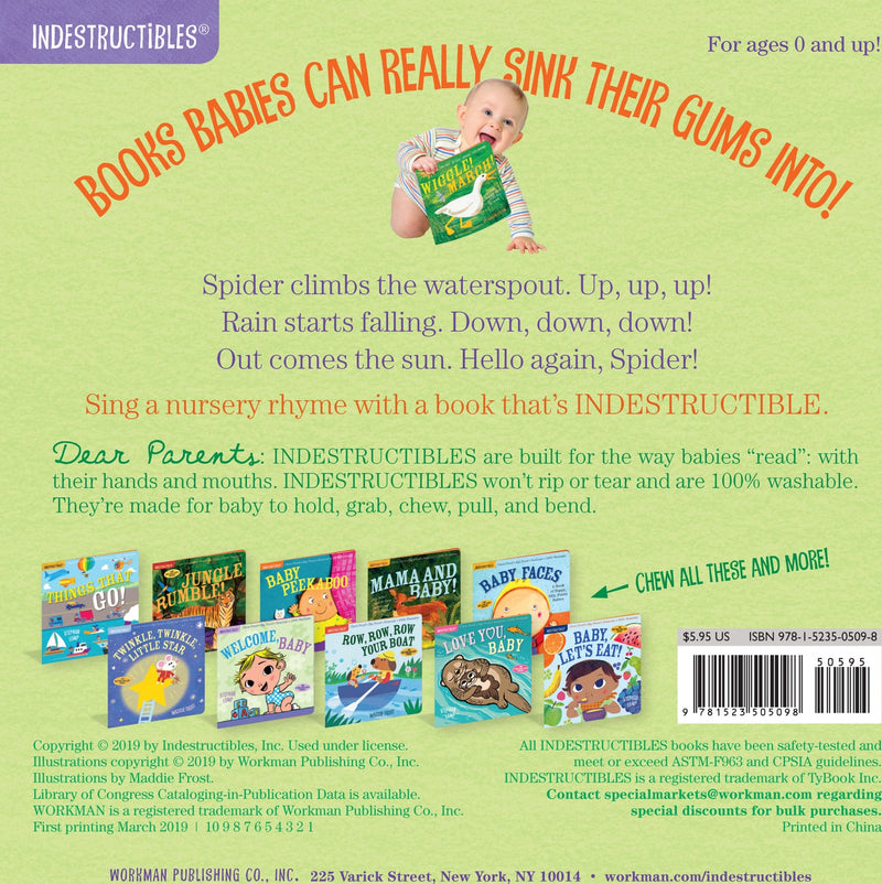 Indestructibles: The Itsy Bitsy Spider: Chew Proof · Rip Proof · Nontoxic · 100% Washable (Book for Babies, Newborn Books, Safe to Chew)