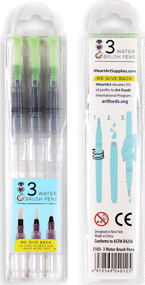 Iheartart 3 Water Brush Pens Self-moistening Portable Brushes