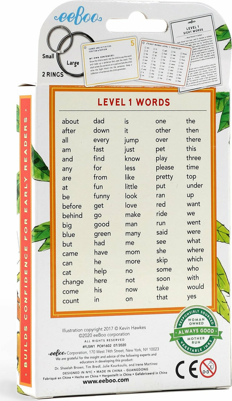 100 Sight Words Level 1 Literacy Flash Cards