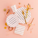 Rose Gold Frenchie Striped Large Plates