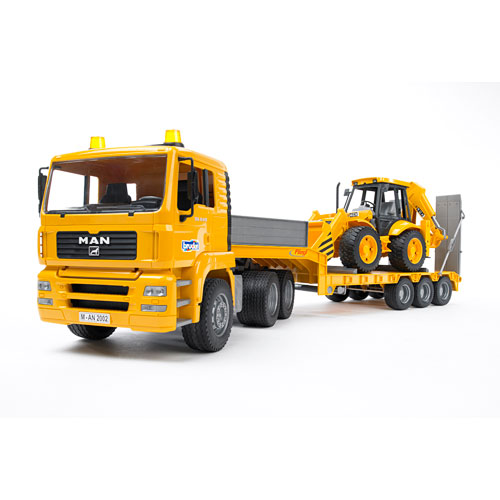 Bruder MAN TGA Low Loader Truck With JCB Backhoe Loader