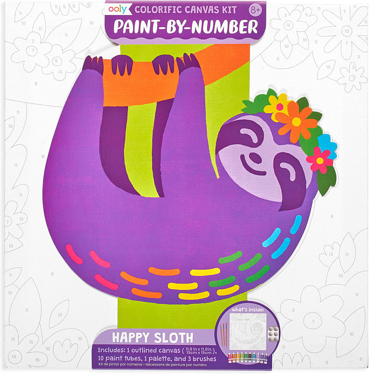 Colorific Canvas Kit Paint by Number - Happy Sloth