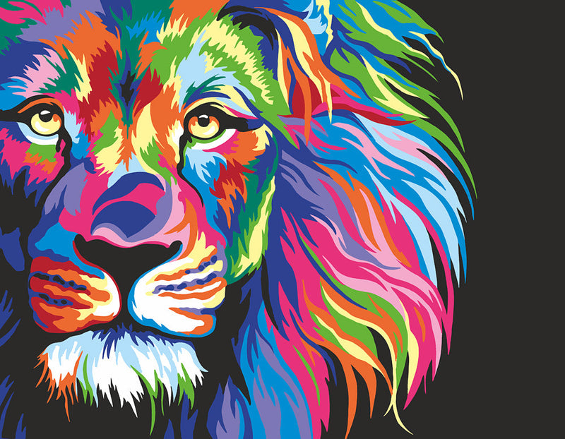 neon lion paint by numbers