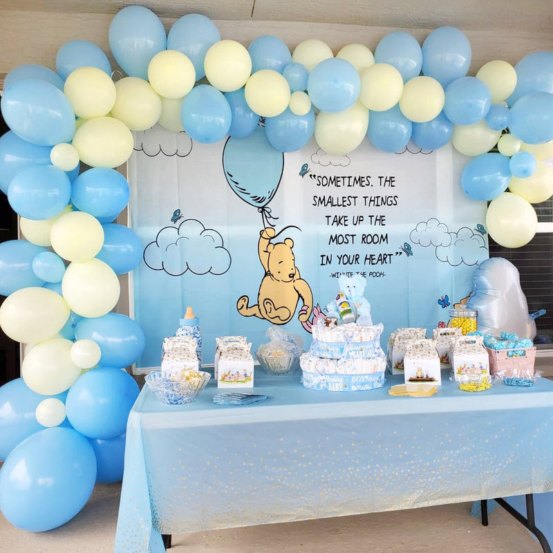 Classic Winnie the Pooh Backdrop - Blue and Yellow 5x7 Feet