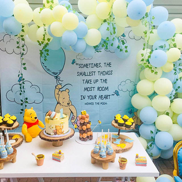 Classic Pooh Balloon Arch - Blue and Yellow Balloon Garland Kit