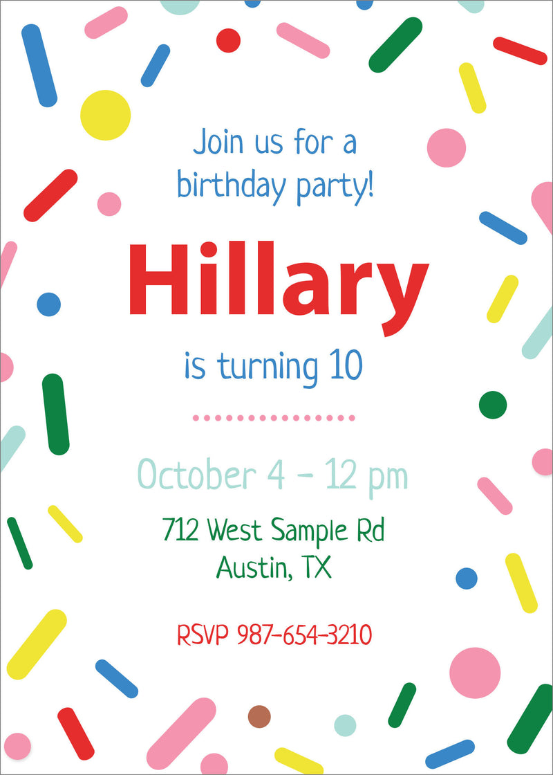 Confetti Invite Personalized Print