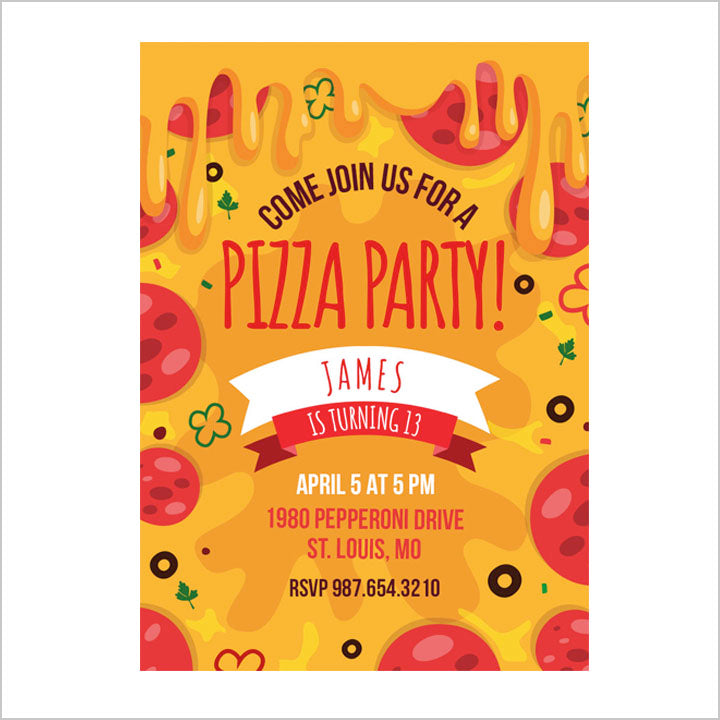 Pizza Party Invite Digital Download