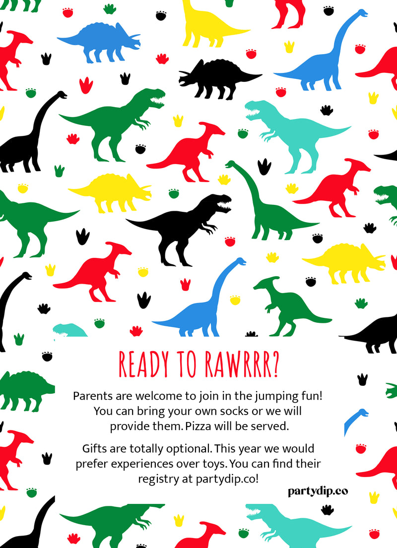 Dinosaur Personalized Print Invites | Two-Rex, Three-Rex, Dino-Four, Five-o-Saurus