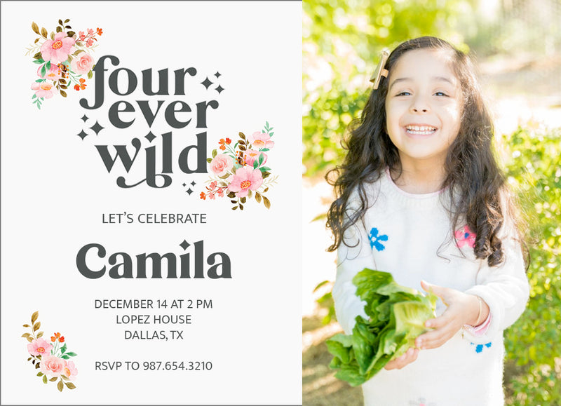 Fourever Wild Flowers Personal Photo Invite Digital Download