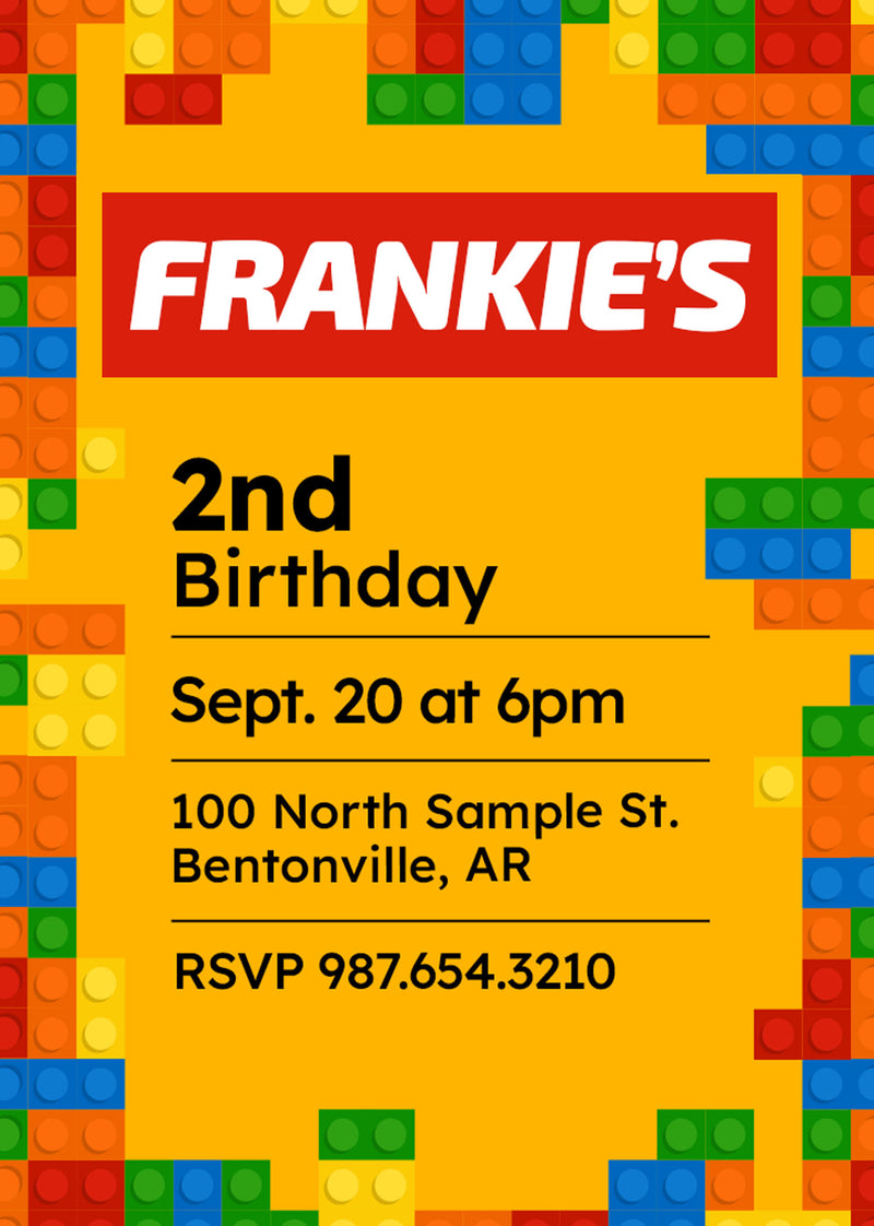 Building Blocks Invite Personalized Print