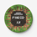 Personalized Pixel Craft Party Plates - 8 Pack