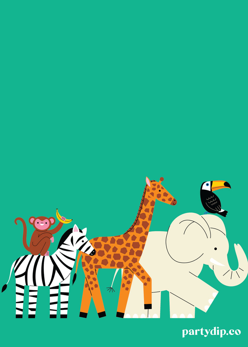 Safari Animals Invite Personalized Print