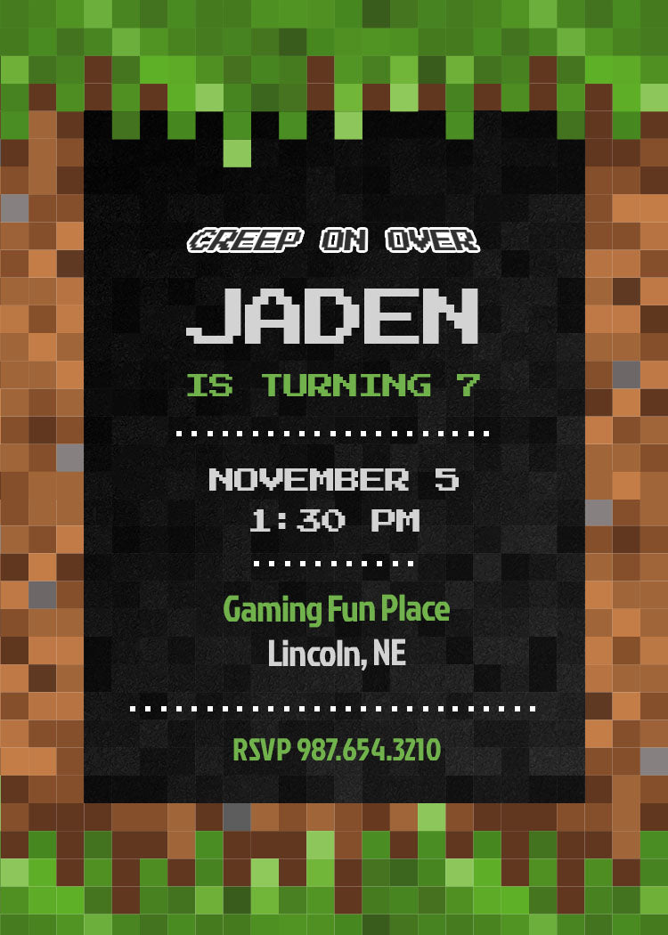 Pixel Craft Invite Personalized Print