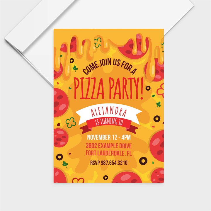 Pizza Party Invite Personalized Print