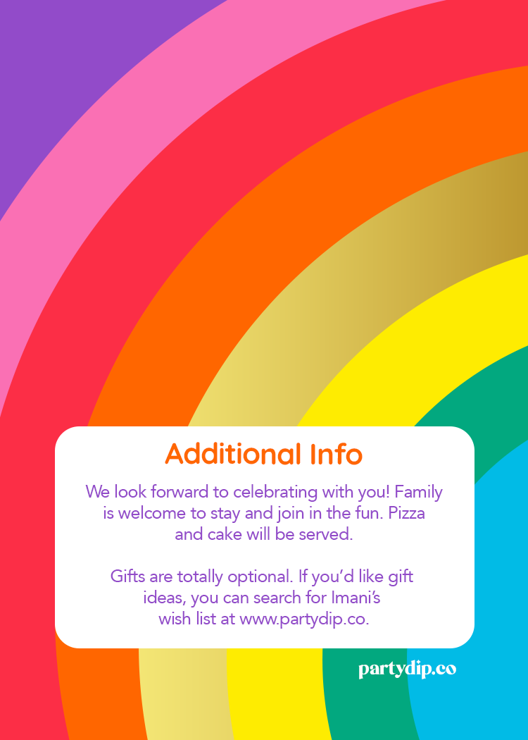 Rainbow Invite Personalized Print