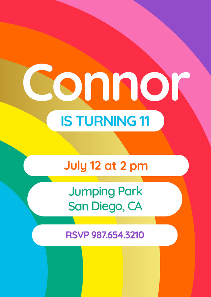 Rainbow Invite Personalized Print