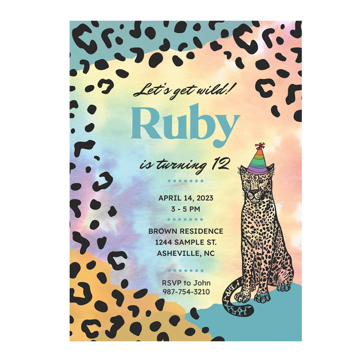 Rainbow Leopard Invite Digital Download