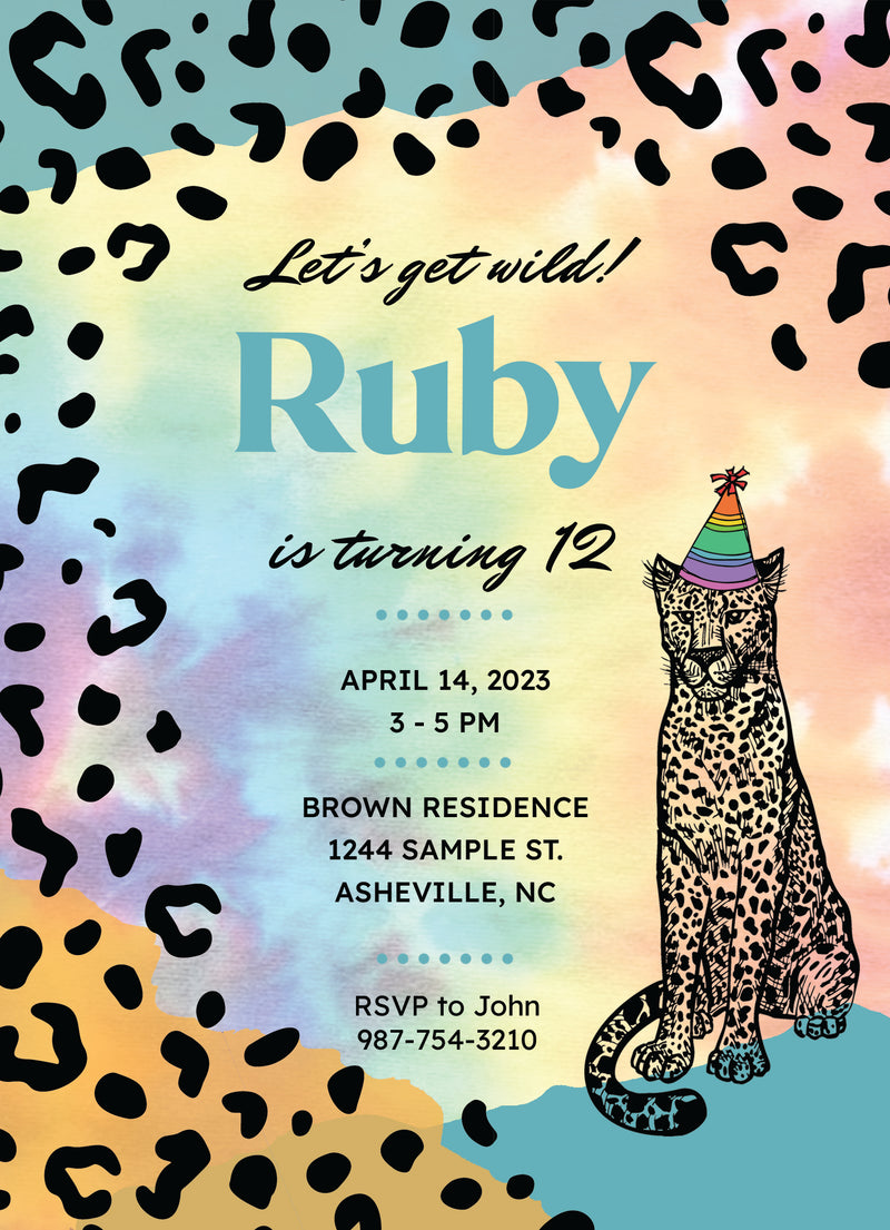 Rainbow Leopard Invite Digital Download