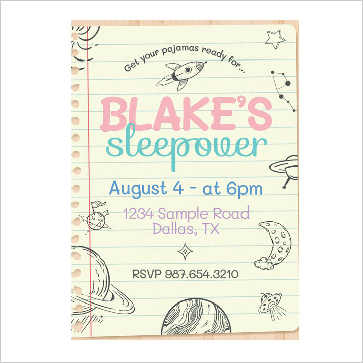 Sleepover Party Pastel Invite Digital Download