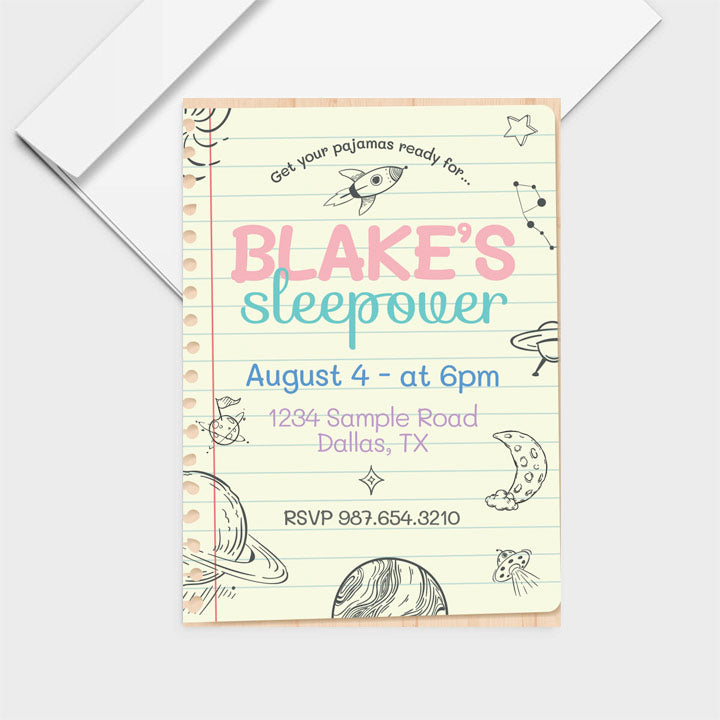 Slumber Party Pastel Invite Personalized Print