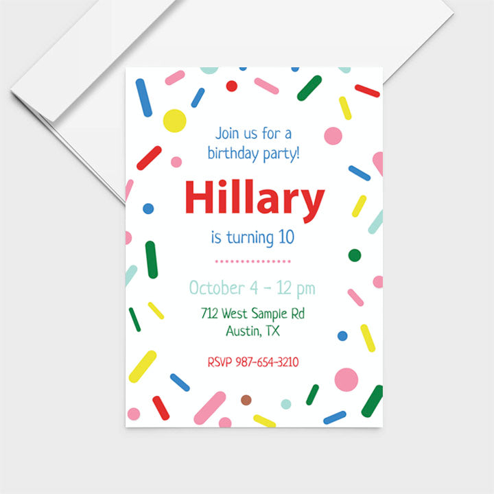 Confetti Invite Personalized Print