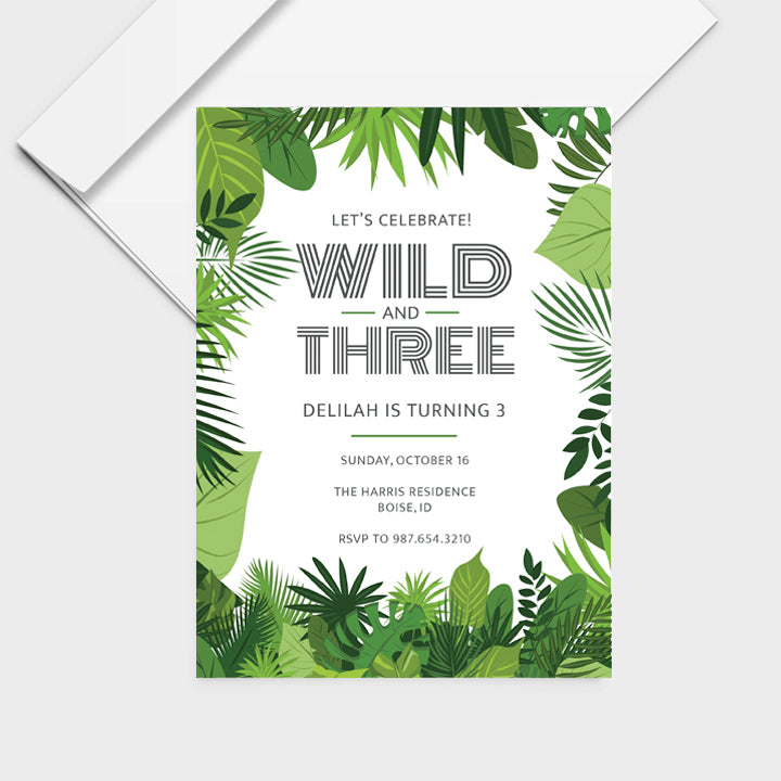 Wild & Three Jungle Invite Personalized Print