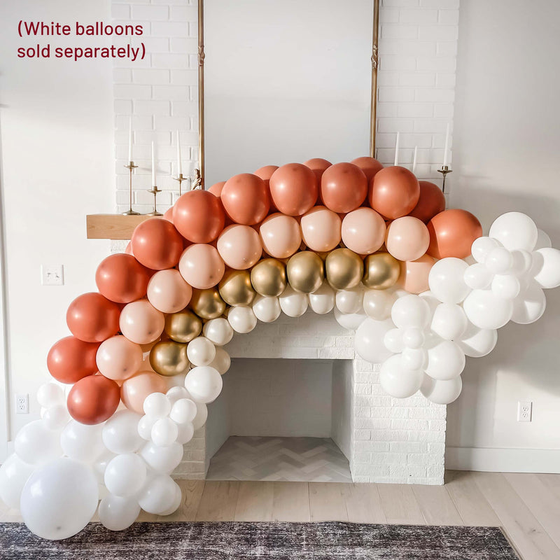 Boho Rustic Balloon Arch Kit - Burnt Orange and Gold Balloon Garland Kit