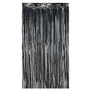Black Metallic Fringe Tinsel Curtain Backdrop (2 pack)