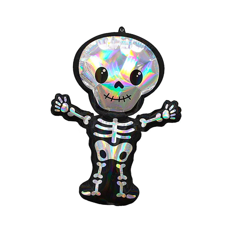 34 Inches Giant Iridescent Cute Skeleton Balloon - Halloween Party Decoration