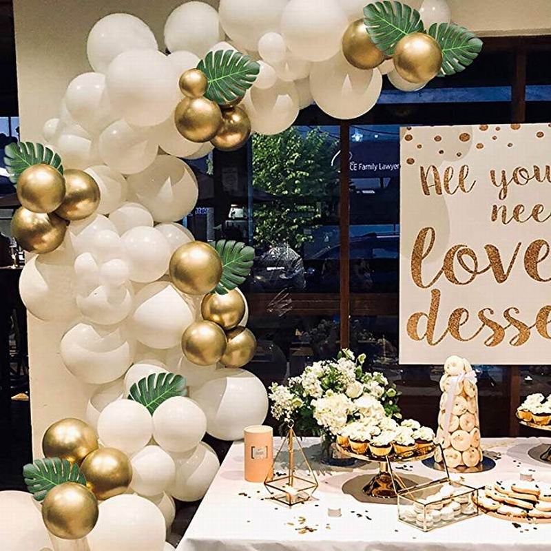 Gold Balloon Arch - White & Gold Balloon Garland Kit