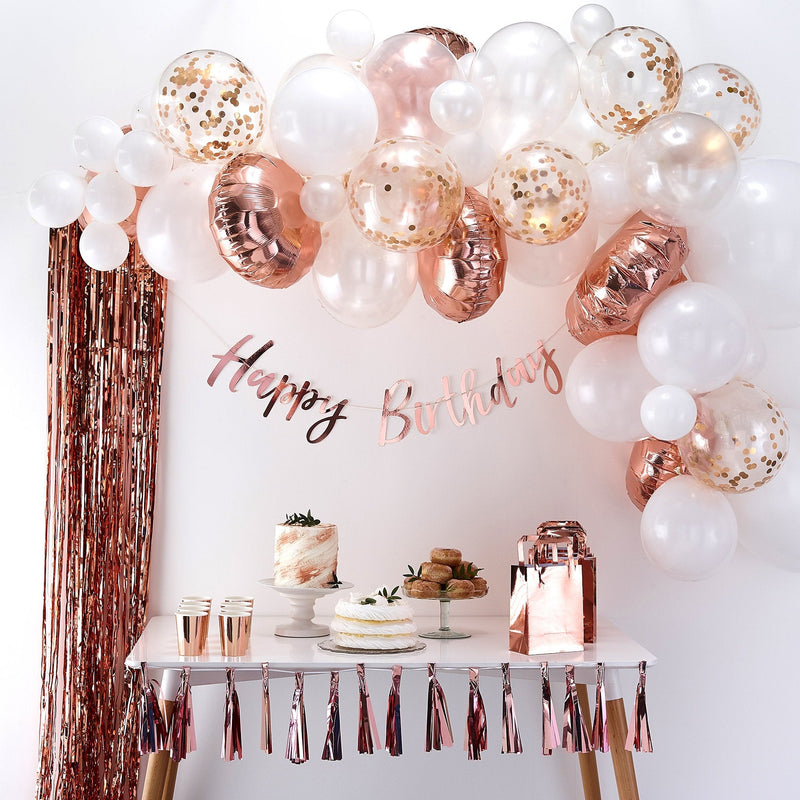 Rose Gold Balloon Arch - Confetti Balloon Garland Kit