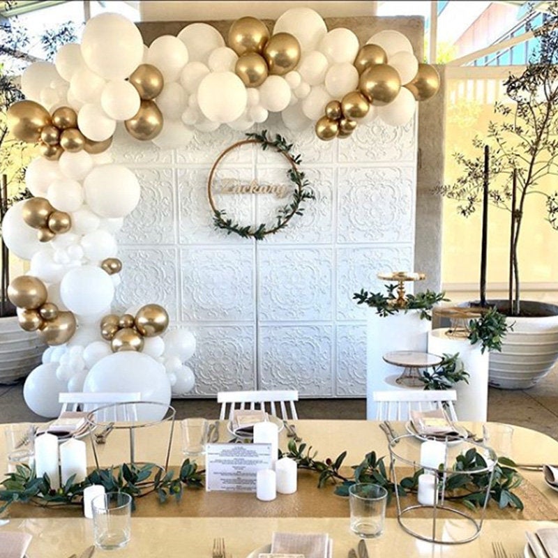 Gold Balloon Arch - White & Gold Balloon Garland Kit