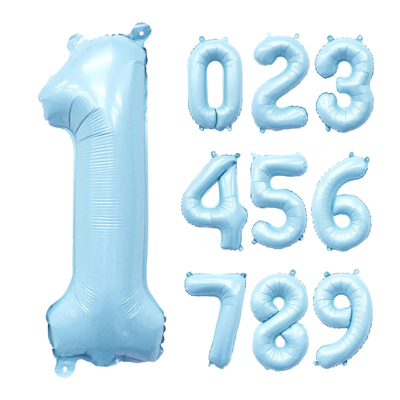 Giant Pastel Powder Blue Mylar Foil Number Balloons (32 Inches)