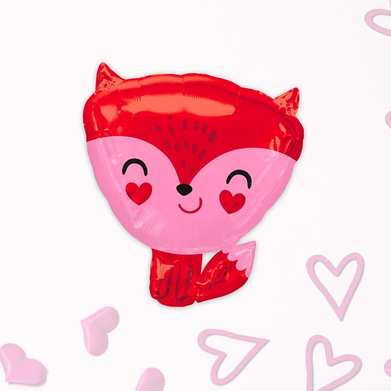 Red & Pink Cute Fox Mylar Balloon (18 inches)