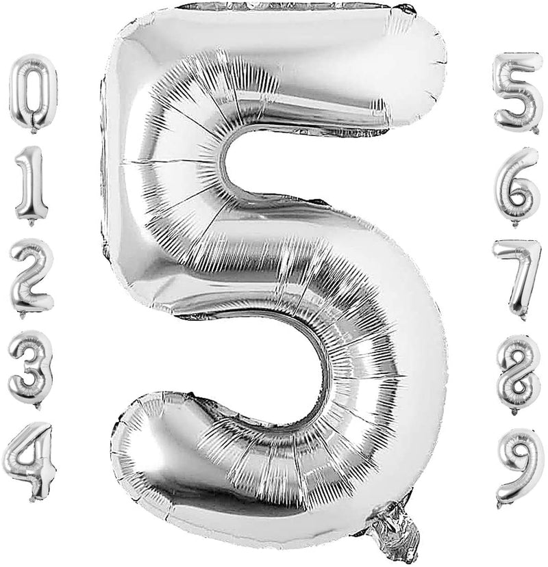 Giant Silver Mylar Foil Number Balloons (34 Inches)