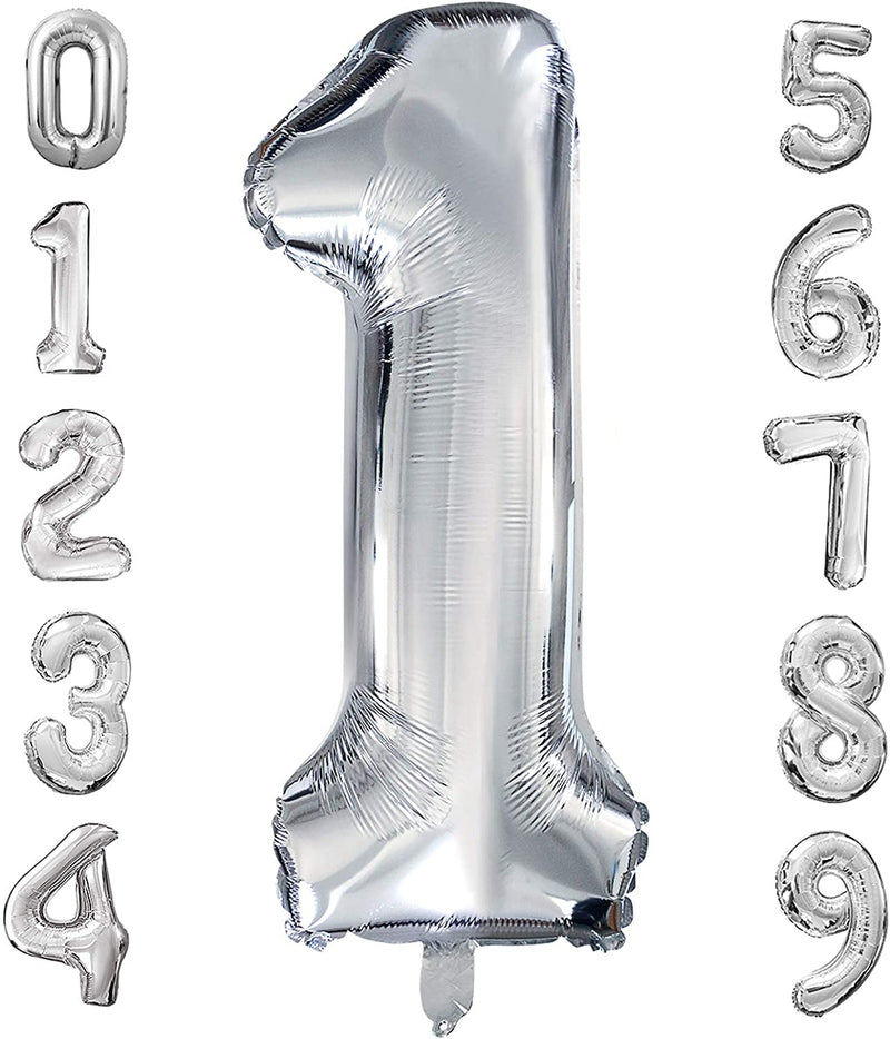 Giant Silver Mylar Foil Number Balloons (34 Inches)