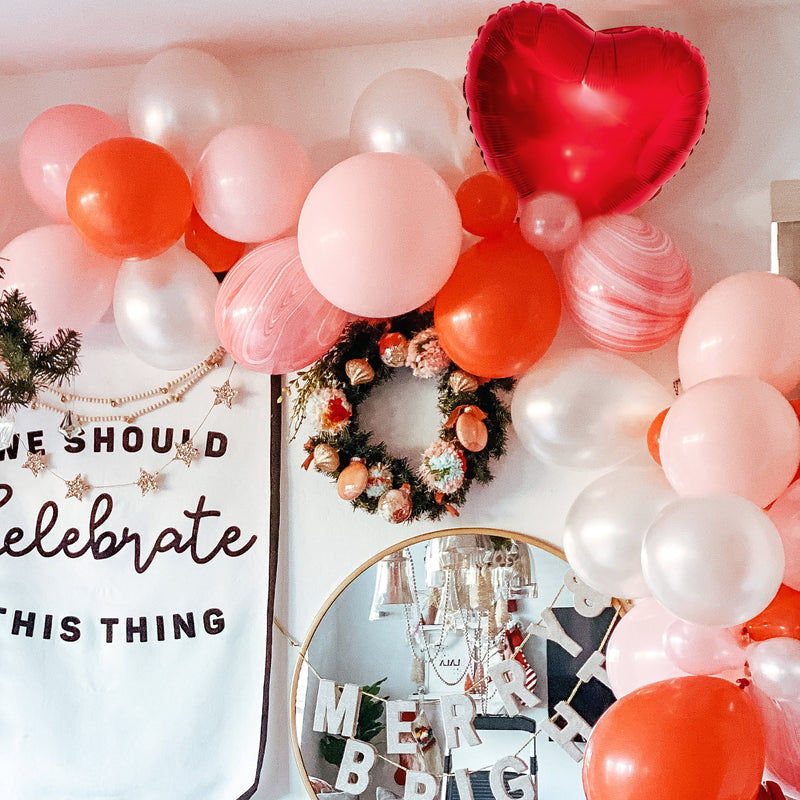 Valentine's Day Balloon Arch - Red & Pink Marble Balloon Garland Kit